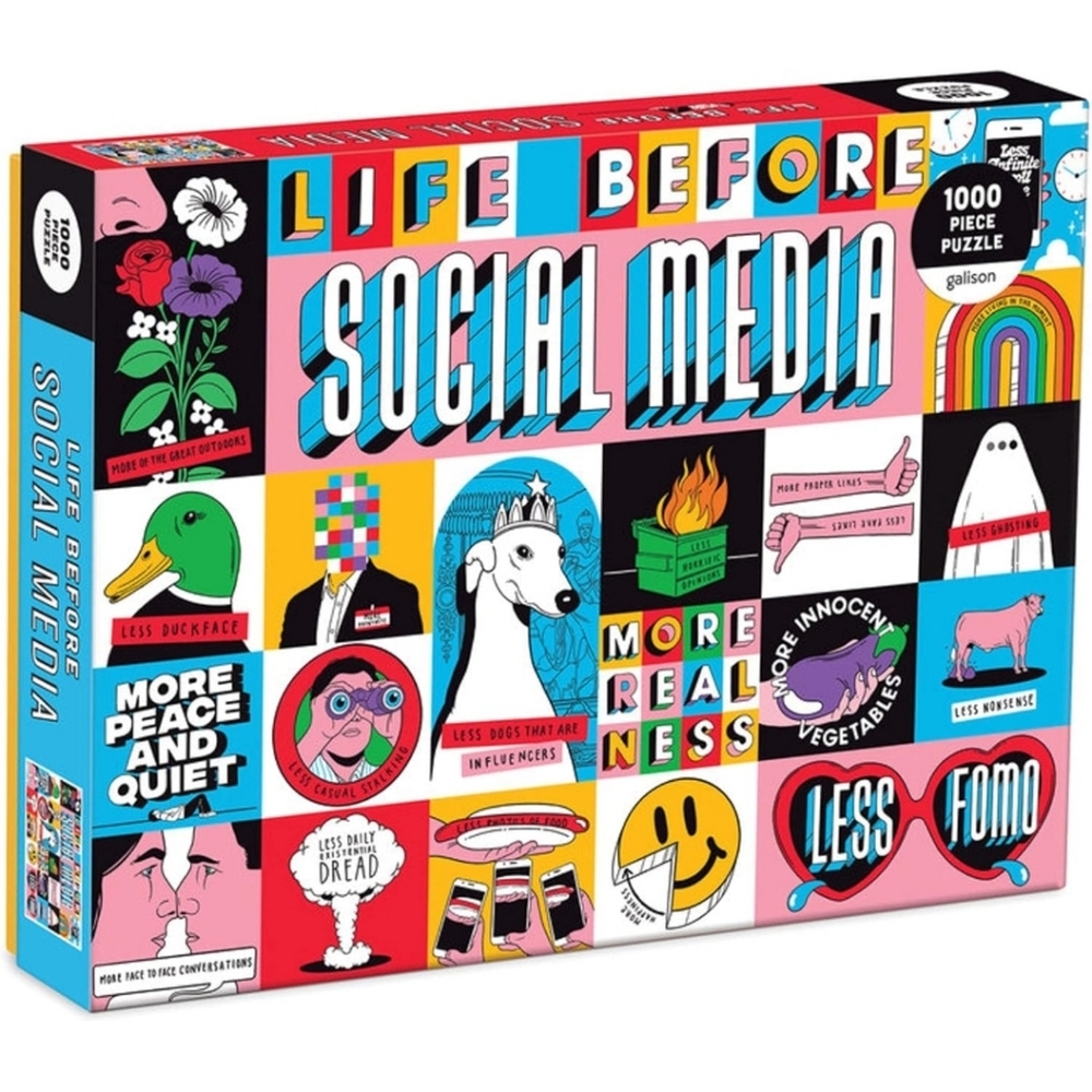 Life Before Social Media 1000 Piece Puzzle, Multicolor